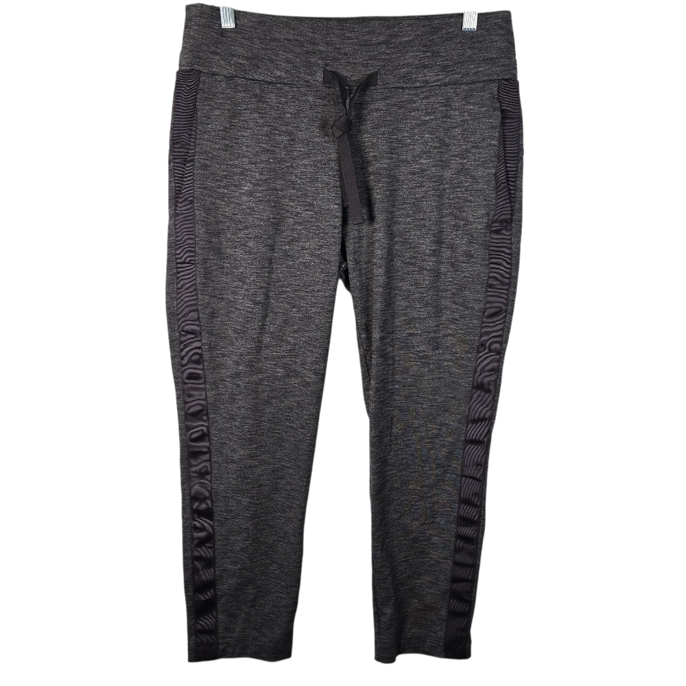 Athleta Womens Metro Downtown Ankle Pants Heathered Gray Black Ribbon Sides Med